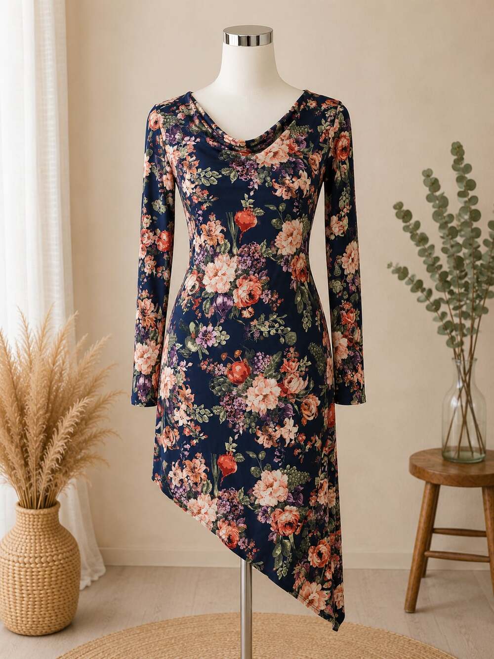 Abercrombie & Fitch Floral Asymmetrical Handkerchief Hem Dress Size M